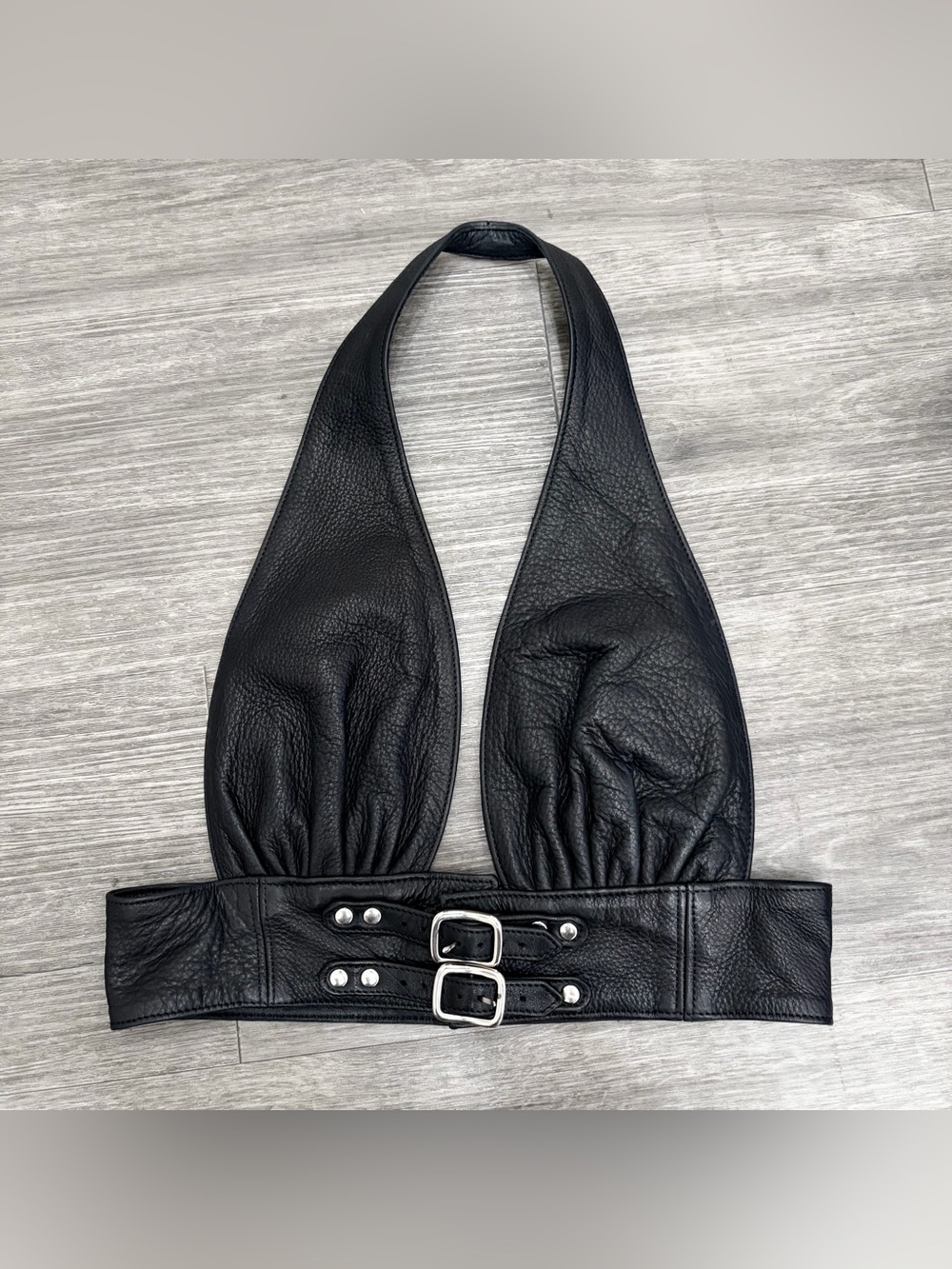 Ginzi leather buckled halter top bra